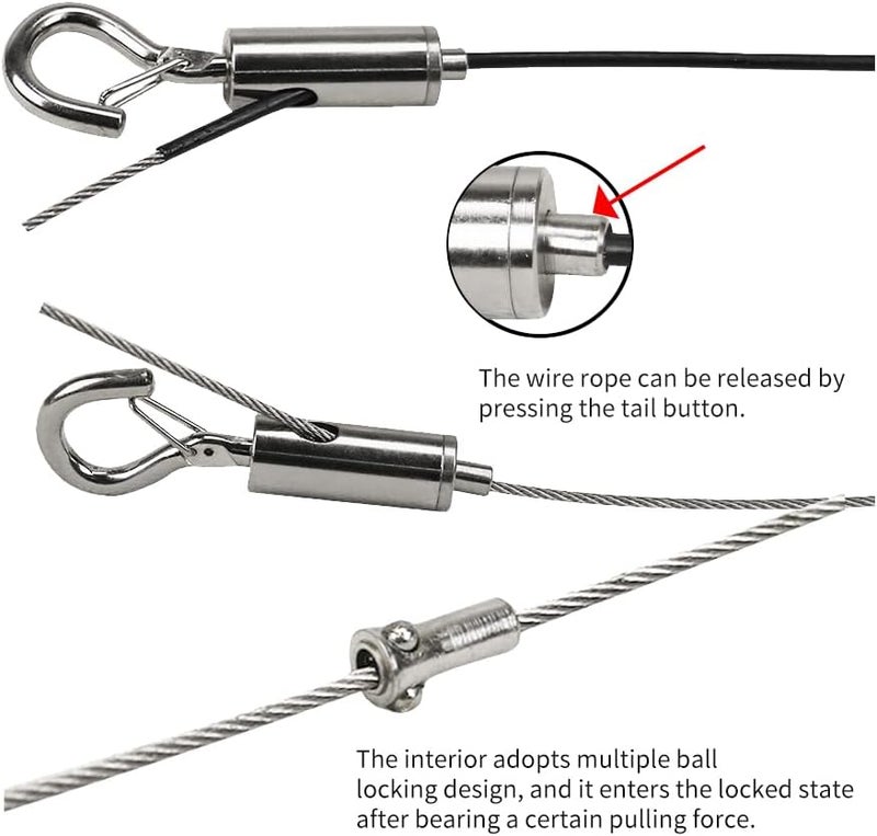 YQL Portable Hook & Eye Turnbuckle Tension for 1/16-3/32 Galvanized /304/316 Stainless Steel Cable Guide Wire Rope light hanging Suspension Accessories Pack-6 - Image 4